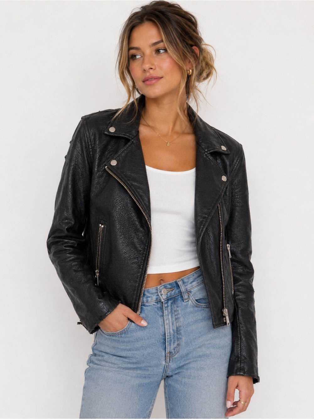 PISTOLA Black Faux Leather Moto Jacket - Women
